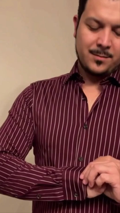 Mens formal Maroon Pinstripe Shirt